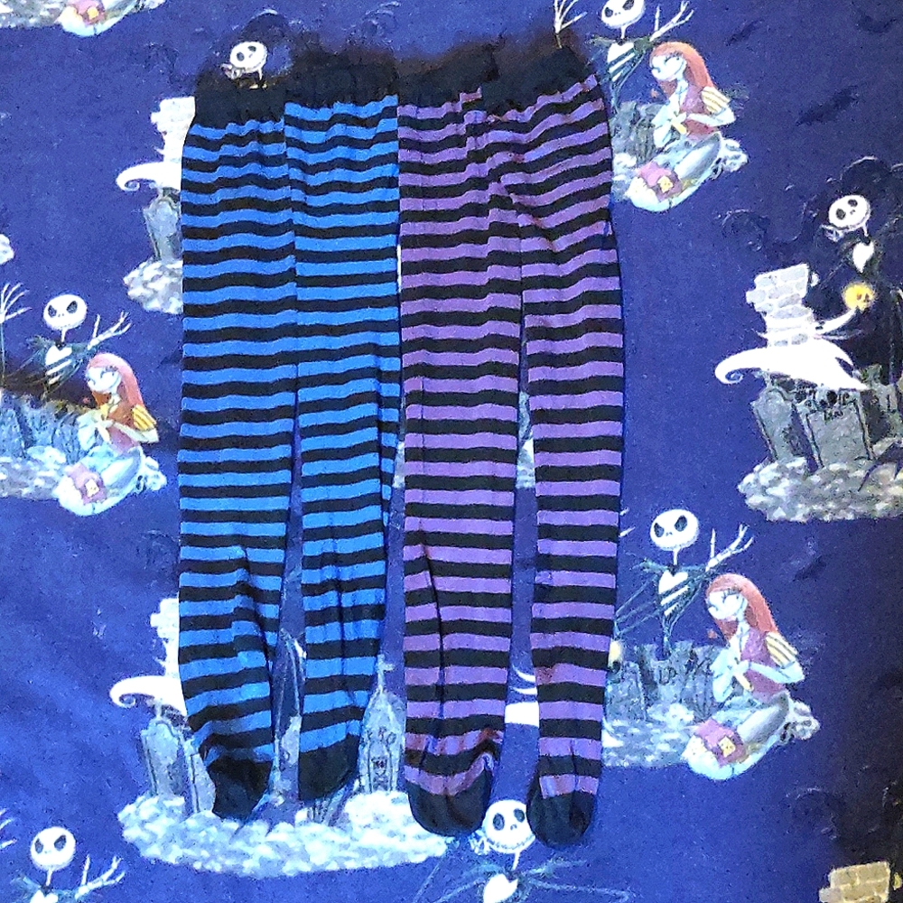2 PAIRS Striped Thigh High Socks